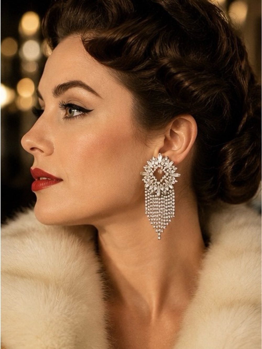 🩶Vintage Rhinestone Chandelier Statement Earrings🩶
